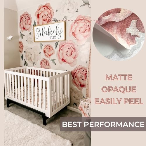Wonder Space Jumbo Peony Watercolor Wall Decals Large Size Peonies Flowers Leaves Room Wall Stickers Scandinavian Design BeigeWhite Matte Opaque Version - Image 3