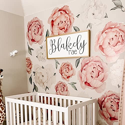 Wonder Space Jumbo Peony Watercolor Wall Decals Large Size Peonies Flowers Leaves Room Wall Stickers Scandinavian Design BeigeWhite Matte Opaque Version - Image 1