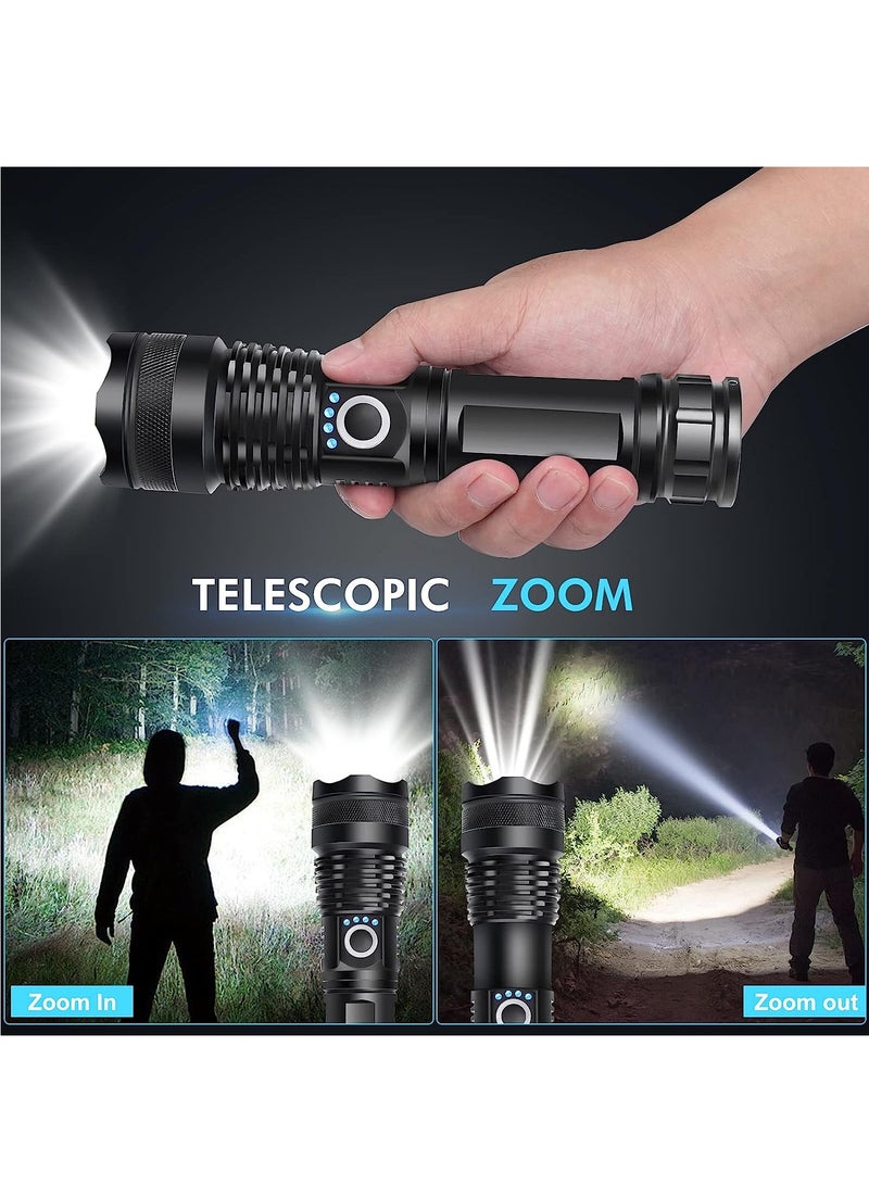 مصباح LED قابل للشحن، 10000 لومن عالي السطوع، 5 وضعيات قابلة للتكبير، مقاوم للماء للتخييم والأنشطة الخارجية والطوارئ - Image 4
