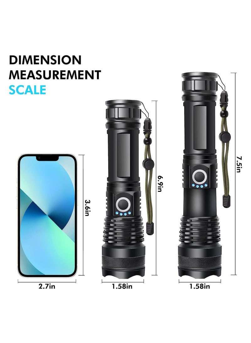 مصباح LED قابل للشحن، 10000 لومن عالي السطوع، 5 وضعيات قابلة للتكبير، مقاوم للماء للتخييم والأنشطة الخارجية والطوارئ - Image 2