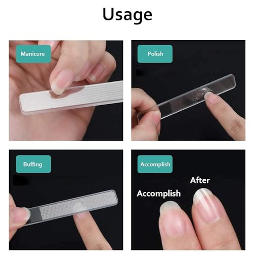 VOIISH Nano Glass Nail Shiner (8 Pack), Crystal Nail Shine Buffer & Polisher for Natural Fingernails and Toenails, Professional Washable Nail Filer and Shaper Tool with Protective Hard Case - Image 5