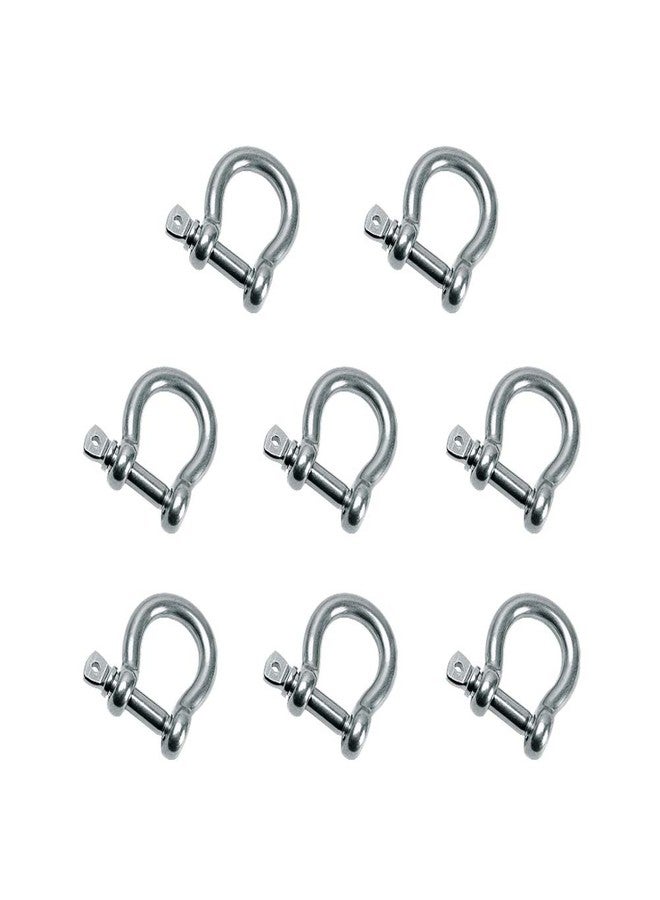 lasenersm 8 PCS M5 Stainless Steel Bow Shackle 3/16" (5mm) Forged Anchor Bow Shackle with Screw Pin for Paracord Jewelry Marine, Silver Color - Image 1