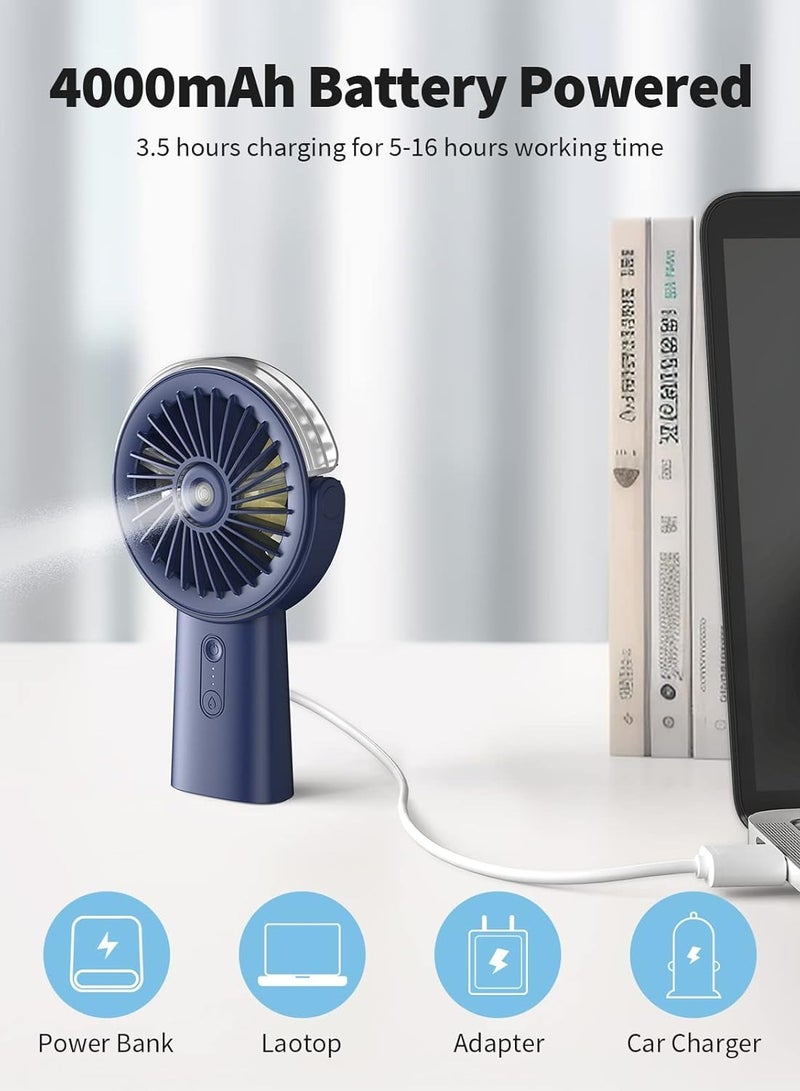 general Misting Fan Portable Handheld Fan, 4000mAh Hand Held Mist Fan Rechargeable Power Bank, 90° Adjustable Small Mister Fan, Personal Cooling Water Spray Fan - Image 3