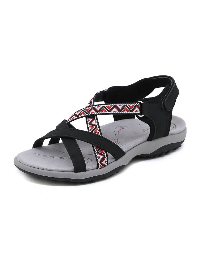 NIBEMINENT Women's Sandals Summer Casual PU Non-Slip Soft Color Bohemia Beach Hollow Out Open Toe Roman Shoes  - Image 1