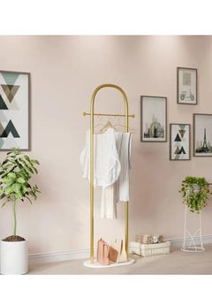 Y&D Metal Arch Coat Rack Freestanding with Heavy Stable Marble Base Sturdy Coat Rack Stand for Clothes/Bags/Hats Gold Color Coat Rack Stand for Entryway Bedroom Office Narrow Place  - Image 4