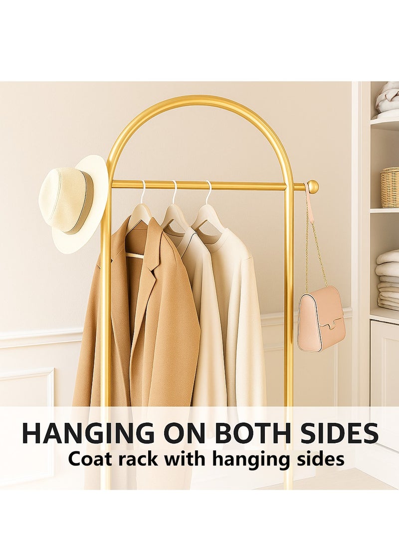 Y&D Metal Arch Coat Rack Freestanding with Heavy Stable Marble Base Sturdy Coat Rack Stand for Clothes/Bags/Hats Gold Color Coat Rack Stand for Entryway Bedroom Office Narrow Place  - Image 4