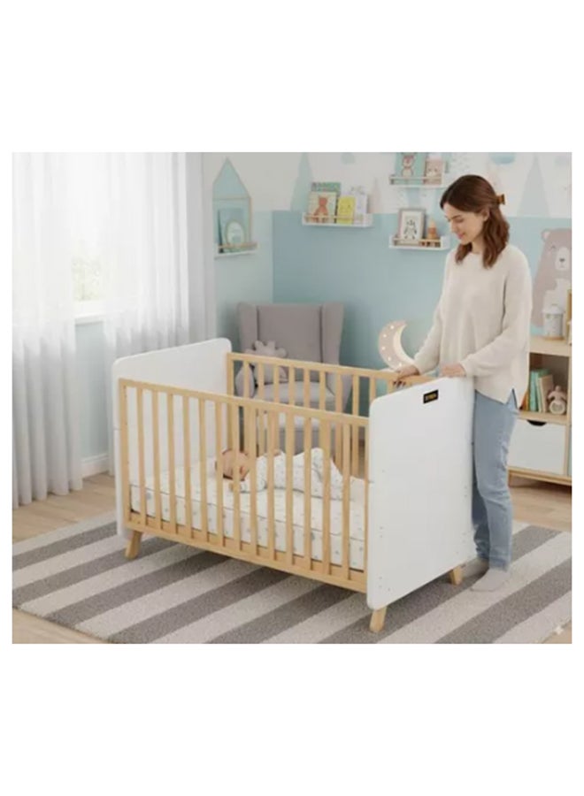 السعادة هوم  3-in-1 Wooden Baby Crib, Baby Bed, Convertible Baby Bed, 3 Adjustable Base Positions, Short Safety Bar, From Birth to 6 Years - Image 2