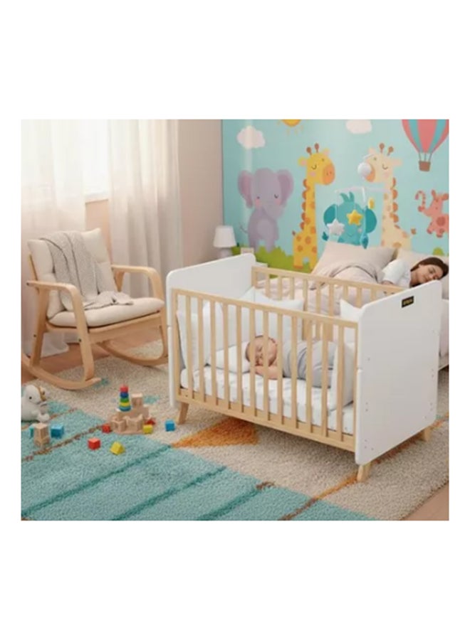 السعادة هوم  3-in-1 Wooden Baby Crib, Baby Bed, Convertible Baby Bed, 3 Adjustable Base Positions, Short Safety Bar, From Birth to 6 Years - Image 3