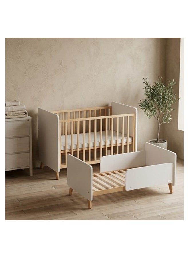 السعادة هوم  3-in-1 Wooden Baby Crib, Baby Bed, Convertible Baby Bed, 3 Adjustable Base Positions, Short Safety Bar, From Birth to 6 Years - Image 1