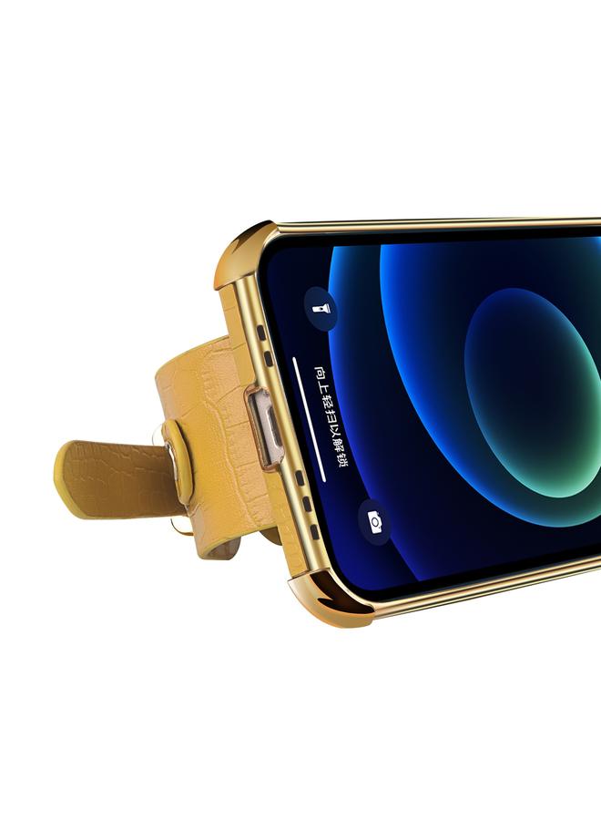 S-TOP Case For OPPO Reno5 Pro Plus Electroplated TPU Crocodile Pattern Leather Case with Wrist Strap - Image 3