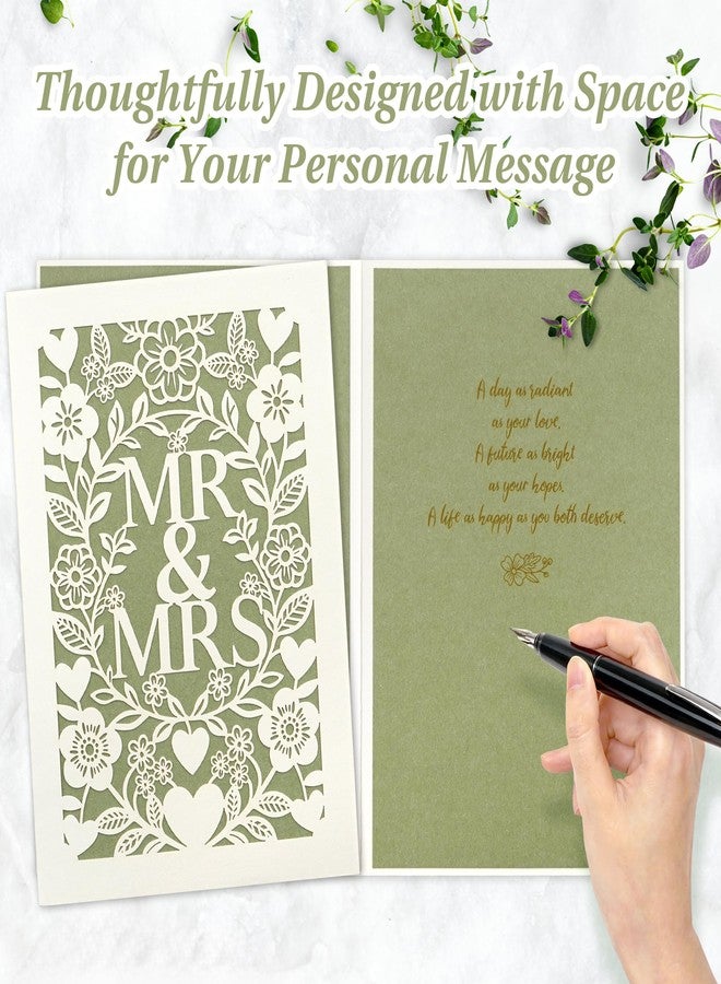 SEEBERY Elegant Wedding Card for Bride and Groom, Laser-Cut Floral Heart Design, Congratulations Wedding Card with Envelope & Sticker for Newlyweds, Bridal Shower & Engagement - Image 5