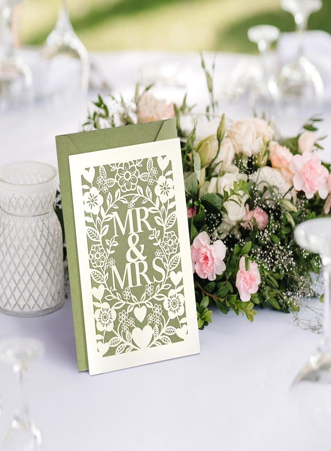 SEEBERY Elegant Wedding Card for Bride and Groom, Laser-Cut Floral Heart Design, Congratulations Wedding Card with Envelope & Sticker for Newlyweds, Bridal Shower & Engagement - Image 2