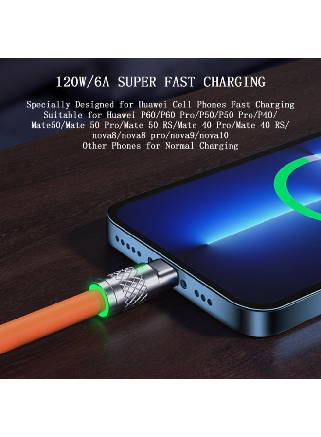 كابل شحن فائق السرعة 3 في 1 بقوة 120 واط | سلك بيانات متين من السيليكون السائل بطول 2 متر | شاحن عالمي لـ Lightning, Type-C, و Micro USB - Image 4