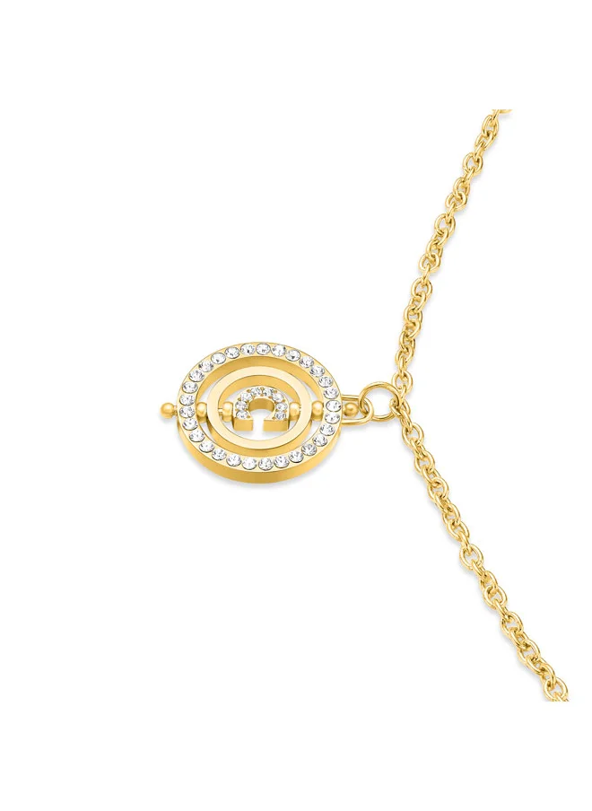 CERRUTI 1881 Supreme Necklace ,Gold-Plated Chain with Crystal-Embellished Signature C Logo, Harmonious and Elegant Design for Women