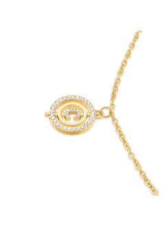 CERRUTI 1881 Supreme Necklace ,Gold-Plated Chain with Crystal-Embellished Signature C Logo, Harmonious and Elegant Design for Women  - Image 2