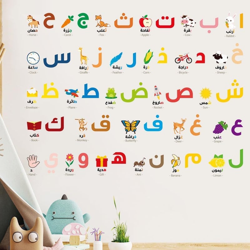 X spring Arabic Alphabet Wall Stickers - 28 Educational Decals for Kids - Image 5