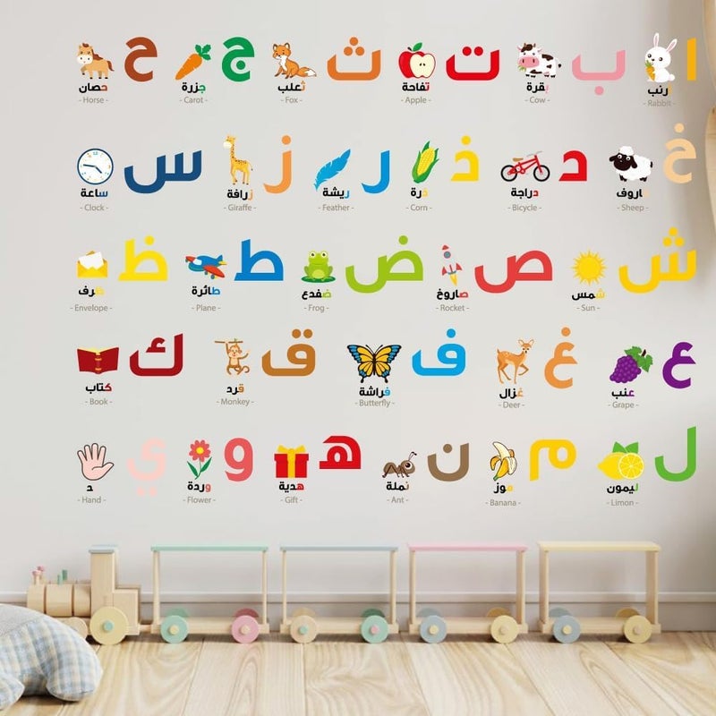 X spring Arabic Alphabet Wall Stickers - 28 Educational Decals for Kids - Image 2