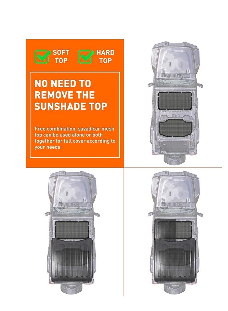 SYOSI Car Sunshade Mesh Sun Shade Cover UV Bikini Screen Blocker for 2018-2021 Jeep Wrangler JL JLU 4 Door Blocks UV Wind Noise Front and Rear 2 Piece Black - Image 5