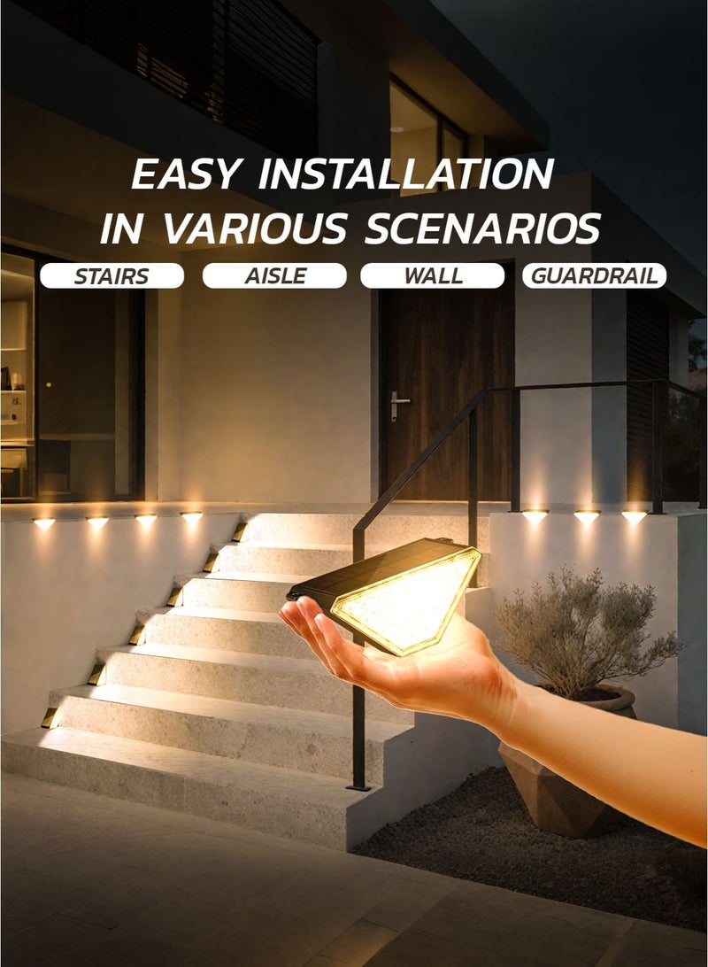 مودي 2/5/10 قطع مصباح حائط يعمل بالطاقة الشمسية 127.5×56×56 مم أبيض دافئ 24 ليد مقاوم للماء IP64 مصباح حائط يعمل بالطاقة الشمسية للسلالم الخارجية وإضاءة ممرات الحدائق - Image 1