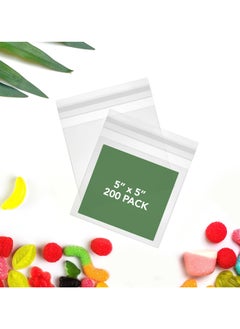 200 Pcs Self-sealing Cellophane Bags, Clear Plastic Cello Bags 5x5 Inches Self-adhesive Cellophane Baggies for Snacks, Cookies, Candies, Treats, Pastries, Party Favors