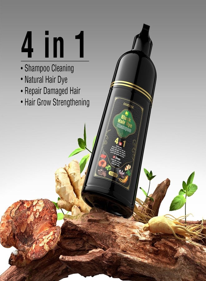 OUKEYA Black Hair Dye Shampoo 4 In 1, Hair Color Shampoo for Gray Hair Coverage for Women & Men, Instant Natural Herbal Ingredients Color, Professional Salon-Level Treatments - Image 2