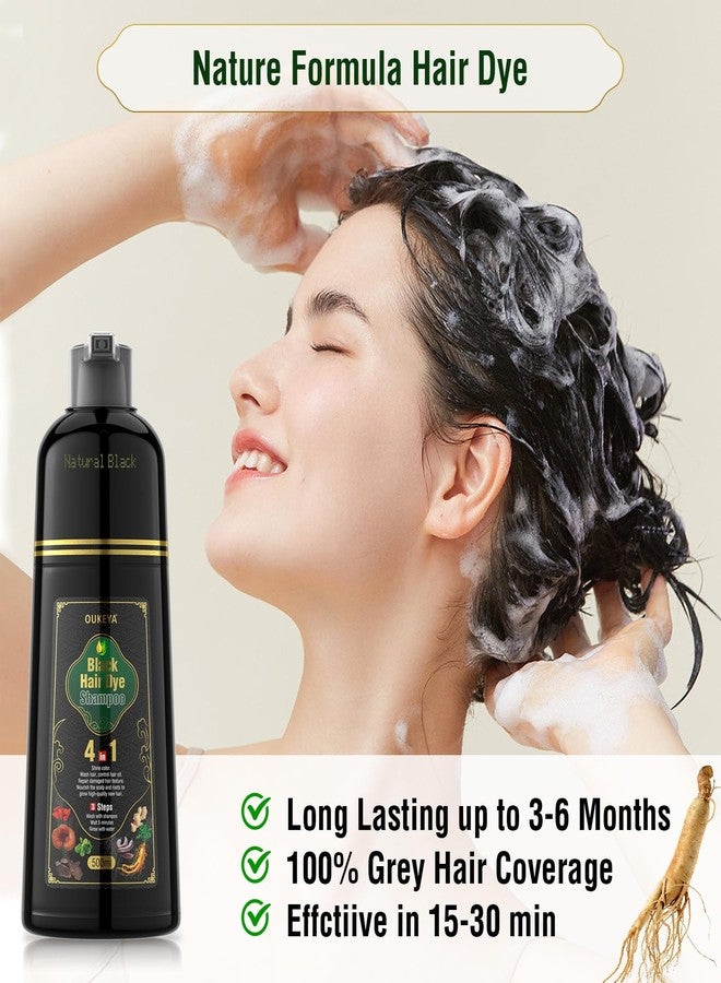 OUKEYA Black Hair Dye Shampoo 4 In 1, Hair Color Shampoo for Gray Hair Coverage for Women & Men, Instant Natural Herbal Ingredients Color, Professional Salon-Level Treatments - Image 5