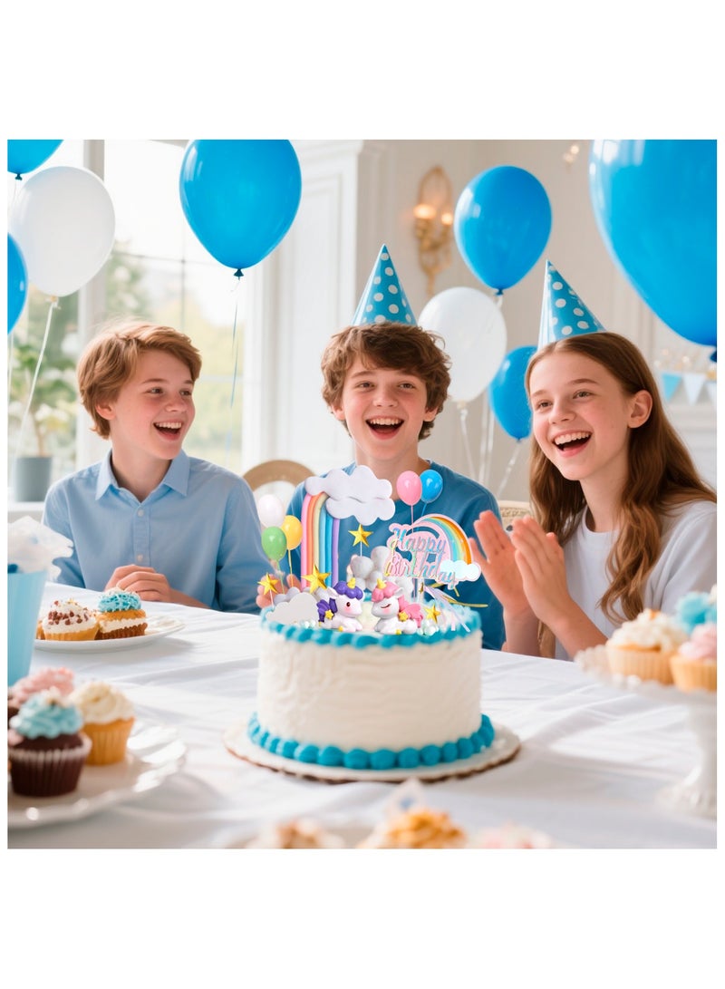 FRUITFUL PARTY Unicorn Cake Decoration, 23pcs Unicorn Cake Topper Set - Unicorn Rainbow Cake Decorations & Unicorn Cloud Balloon Star etc Unicorn Party Cake Topper for Unicorn Birthday - Image 5