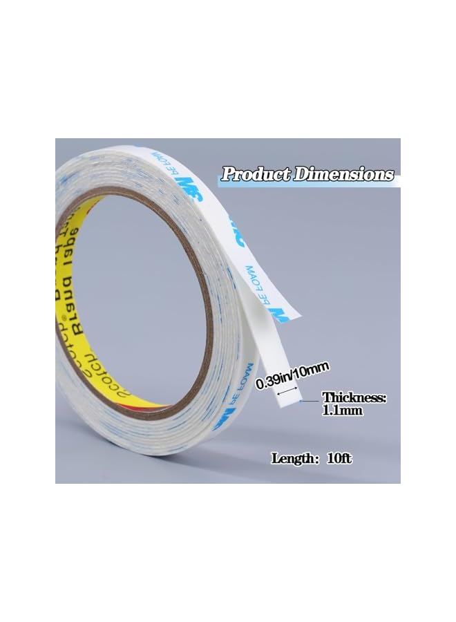 PROMASS promass 3 Pack Double Sided Tape Heavy Duty, 0.39in×10ft Picture Hanging Strips for Posters, Removable Waterproof No Wall Damage Foam Tape, Adhesive Mounting Tape for Paint Wall  - Image 2