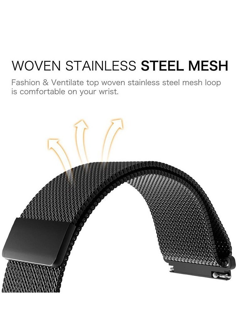 O Ozone (Pack of 3) Milanese Loop Bands For Samsung Galaxy Watch 7 6 5 4 FE 40mm 44mm 45mm/Galaxy Watch 6 4 Classic 43mm 47mm 42mm 46mm/Active 2/Watch 3 41mm, Stainless Steel Strap for Men Women - Black/Silver/Rose Gold - Image 3