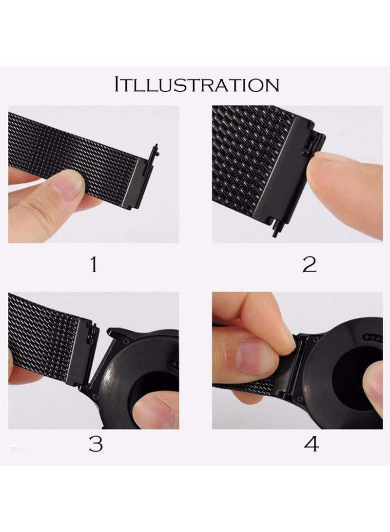 O Ozone (Pack of 3) Milanese Loop Bands For Samsung Galaxy Watch 7 6 5 4 FE 40mm 44mm 45mm/Galaxy Watch 6 4 Classic 43mm 47mm 42mm 46mm/Active 2/Watch 3 41mm, Stainless Steel Strap for Men Women - Black/Silver/Rose Gold - Image 4