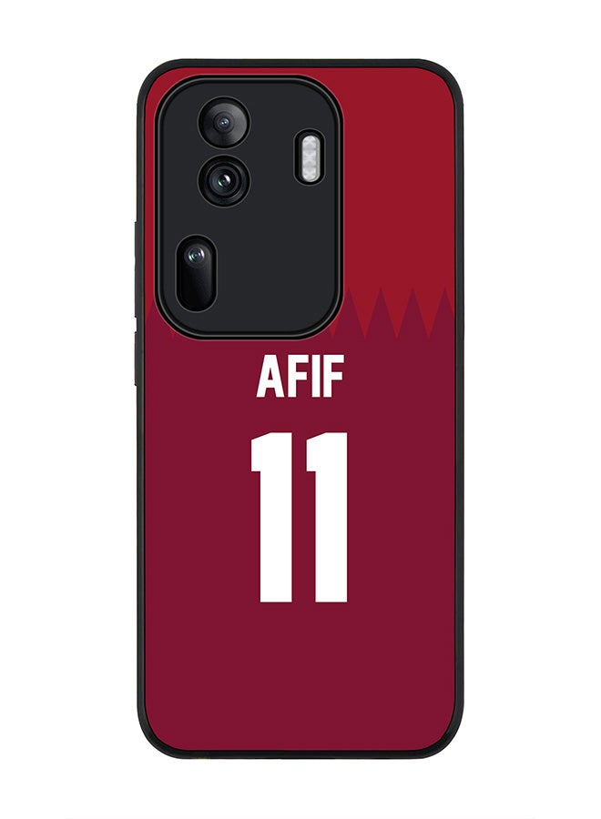 Stylizedd Rugged Black Edge Case for Oppo Reno11 Pro, Slim fit Case Flexible Anti Drop TPU Gel Thin Cover -  Football Team - Qatar, Player Name - Afif - Image 1