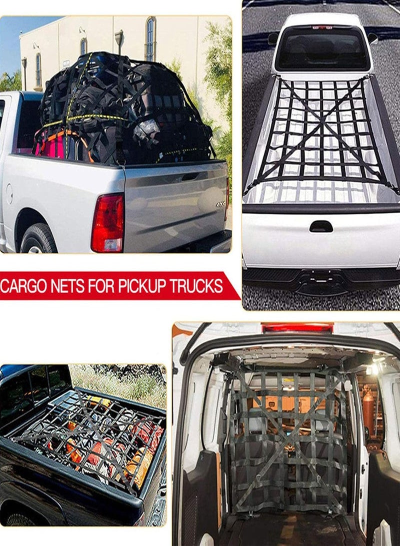GGOOT Roof Rack Cargo Net | 4" x 4" Cargo Netting Heavy Duty | Heavy Duty Small Bungee Net Mesh Stretches To 12 ' X 18' Compatible With Pickup Bed, Trailer, Trunk, SUVs - Image 3