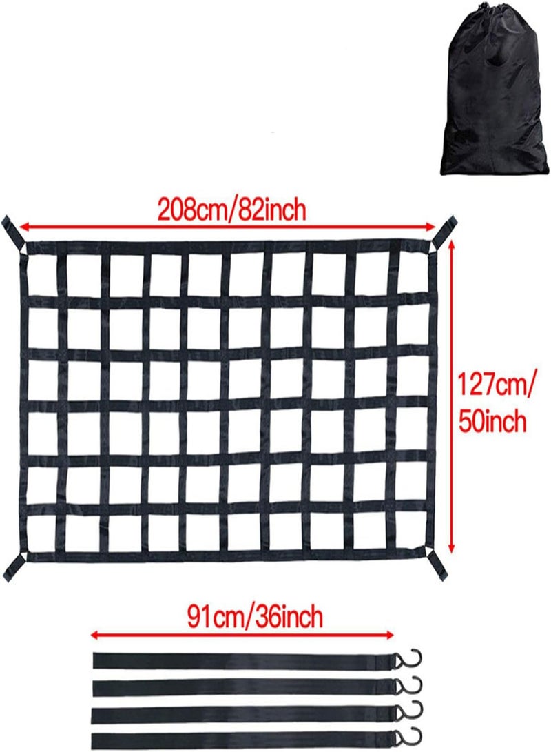 GGOOT Roof Rack Cargo Net | 4" x 4" Cargo Netting Heavy Duty | Heavy Duty Small Bungee Net Mesh Stretches To 12 ' X 18' Compatible With Pickup Bed, Trailer, Trunk, SUVs - Image 4