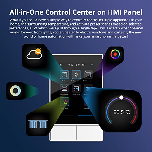 SONOFF Smart Switch, 2-Switch Panel Home Control, WiFi Smart Scene Wall Switch with Touchscreen, Smart Temperature Function, Lights Control, Compatible with Alexa and Google Home (1, White) - Image 5