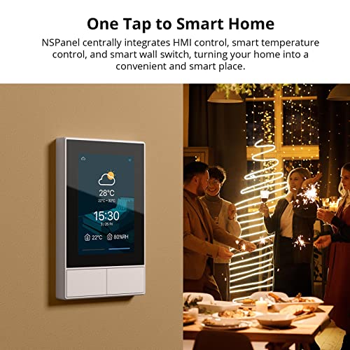 SONOFF Smart Switch, 2-Switch Panel Home Control, WiFi Smart Scene Wall Switch with Touchscreen, Smart Temperature Function, Lights Control, Compatible with Alexa and Google Home (1, White) - Image 2