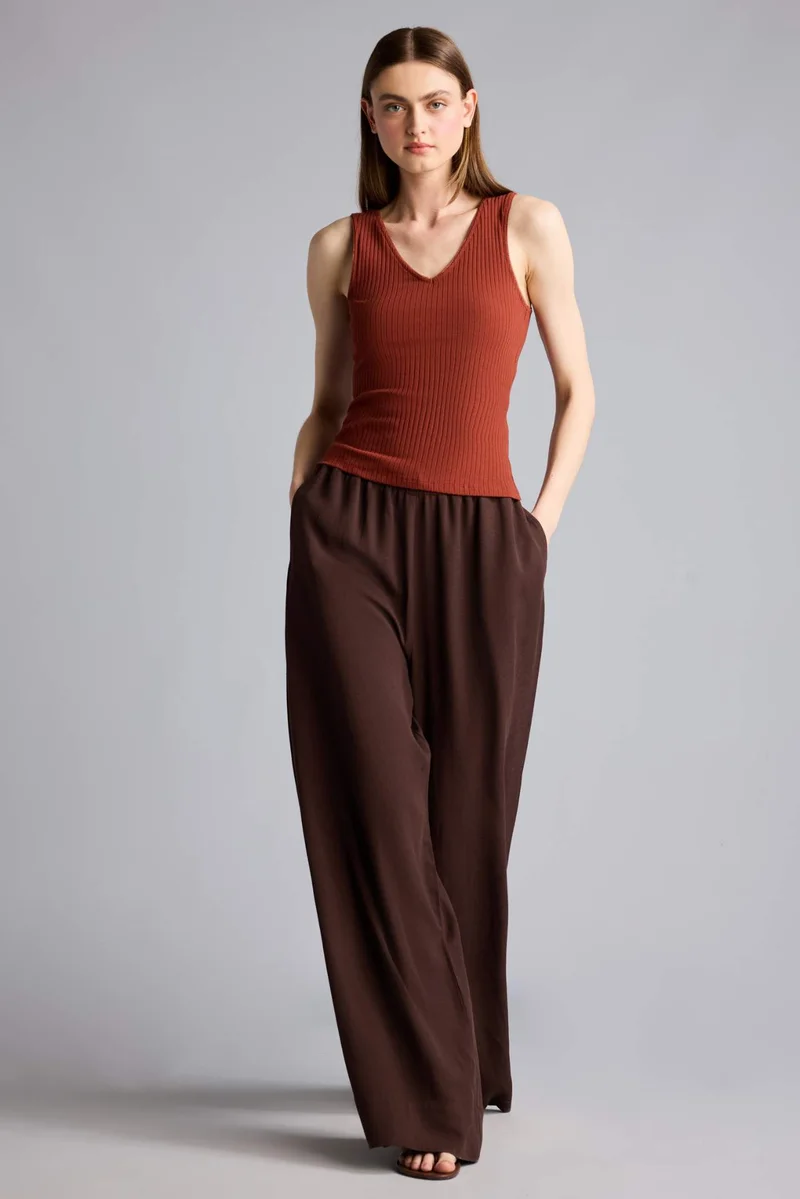 ديفاكتو Wide Leg Linen Blended Trousers
