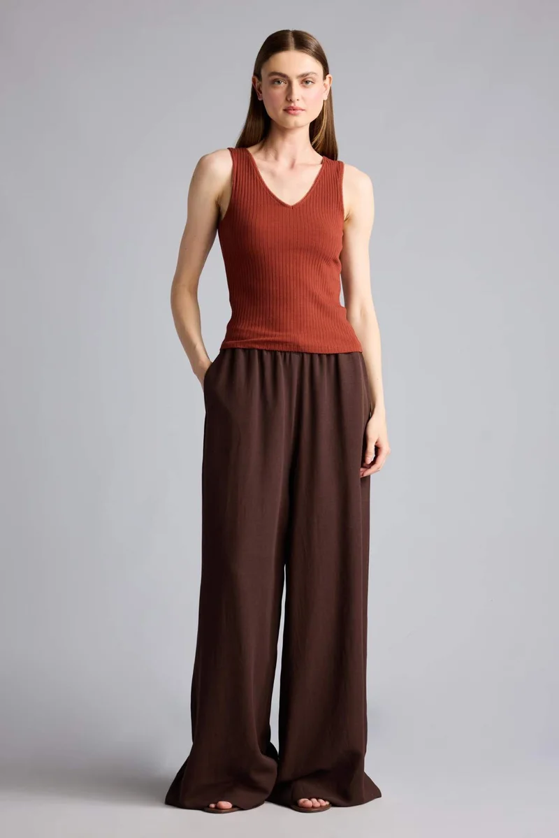 ديفاكتو Wide Leg Linen Blended Trousers