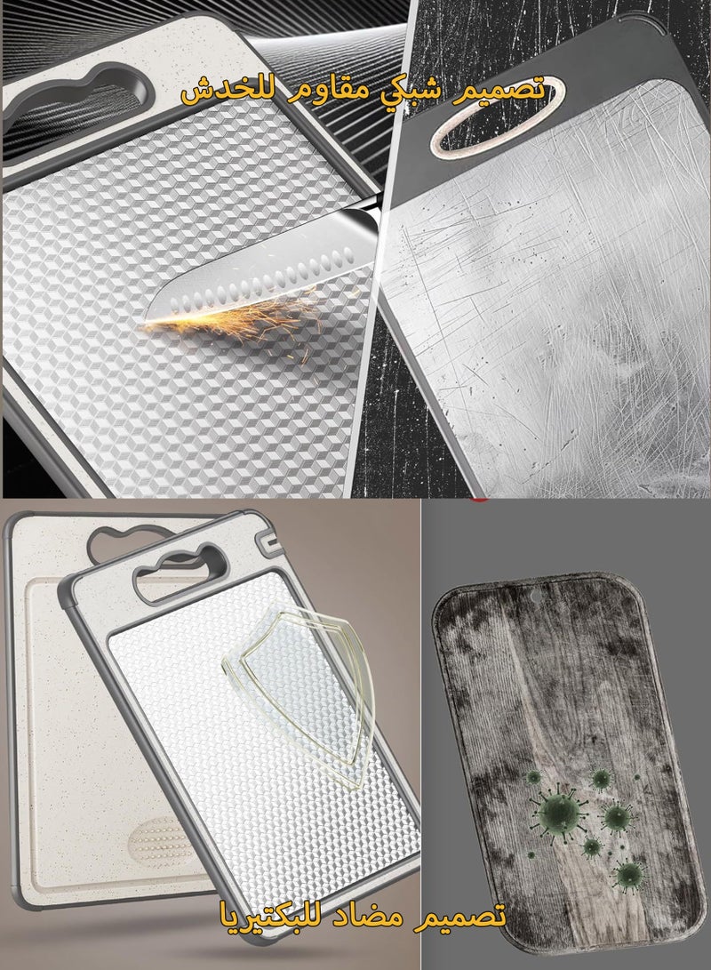 دائرة مربعة لوح تقطيع من الفولاذ المقاوم للصدأ 304 - لوح تقطيع متين معزز بالتيتانيوم، مناسب لتقطيع اللحوم والخبز والجبن والخضراوات والدجاج والشواء والفواكه | لوح مطبخ مقاوم للبكتيريا ومضاد للانزلاق، آمن غذائيًا، مزود بفتحة لتوزيع العصير، مقاس 36.5 سم × 25 سم - Image 2