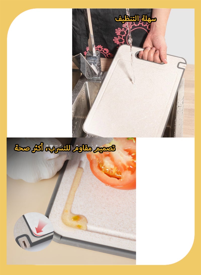 دائرة مربعة لوح تقطيع من الفولاذ المقاوم للصدأ 304 - لوح تقطيع متين معزز بالتيتانيوم، مناسب لتقطيع اللحوم والخبز والجبن والخضراوات والدجاج والشواء والفواكه | لوح مطبخ مقاوم للبكتيريا ومضاد للانزلاق، آمن غذائيًا، مزود بفتحة لتوزيع العصير، مقاس 36.5 سم × 25 سم - Image 4