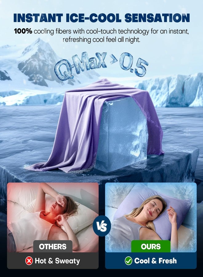 Rifens Cooling Pillowcases for Hot Sleepers Set of 2, Soft & Smooth (Purple, Queen) - Image 2