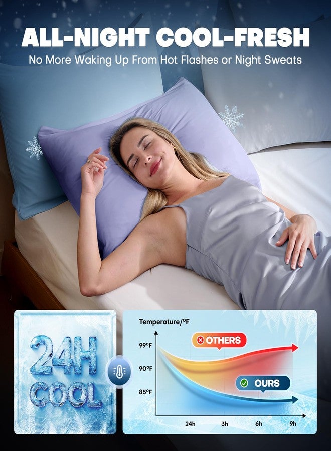 Rifens Cooling Pillowcases for Hot Sleepers Set of 2, Soft & Smooth (Purple, Queen) - Image 3