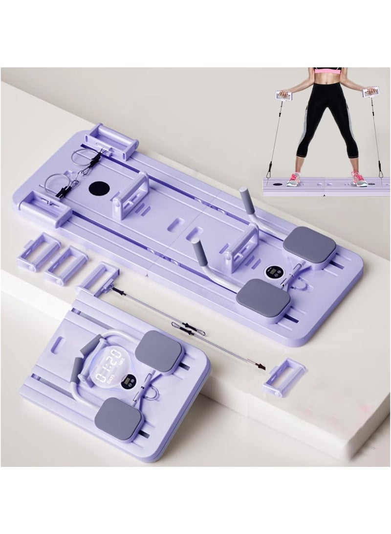 Generic Pilates Reformer,Foldable Pilates Machine & Equipment for Home Use and Gym Workout,5 in 1 Pilates Sliding Board Suitable for Advanced and Beginners Users,Pilates Equipment with Timer(Purple)  - Image 1