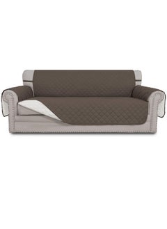 Easy-Going Easy-Going 4 Seater Sofa Slipcover Reversible Sofa Cover Water Resistant Couch Cover with Foam Sticks Elastic Straps Furniture Protector for Pets Children Dog Cat (XX-Large, Taupe/Ivory)  - Image 1