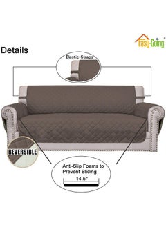 Easy-Going Easy-Going 4 Seater Sofa Slipcover Reversible Sofa Cover Water Resistant Couch Cover with Foam Sticks Elastic Straps Furniture Protector for Pets Children Dog Cat (XX-Large, Taupe/Ivory)  - Image 3