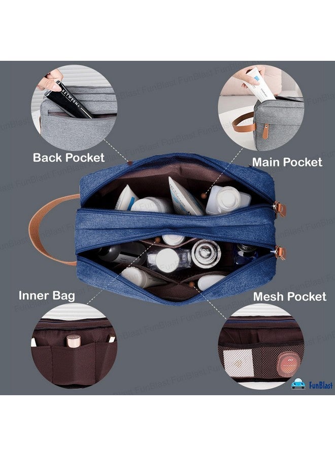 FunBlast Toiletry Bag for Men & Women - Travel Pouch for Toiletries Shaving Kit & Cosmetics, Water Resistance Pouch for Travel Accessories, Organizer Travel Pouch for Make Up (Blue) - Image 3