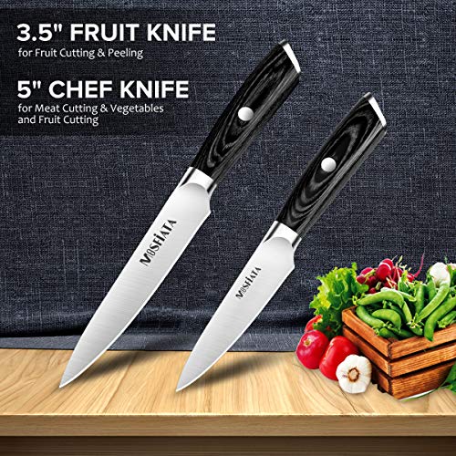 MOSFiATA 5” Chef Knife and 3.5" Fruit Knife Set with Knife Sheath, German High Carbon Stainless Steel EN.4116 with Micarta Handle and Gift Box for Vegetable and Fruit Cutting - Image 2