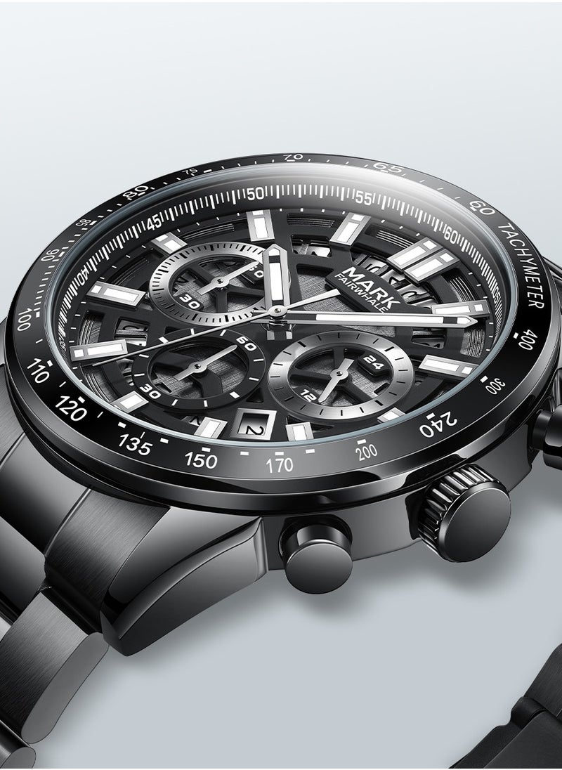 Mark Fairwhale Men's Watches Quartz Luxury Waterproof Metal Strap Watches Sports Watches Men's Waterproof Watches Men's Automatic Watch Chronographs  - Image 2