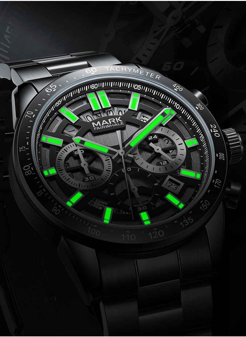 Mark Fairwhale Men's Watches Quartz Luxury Waterproof Metal Strap Watches Sports Watches Men's Waterproof Watches Men's Automatic Watch Chronographs  - Image 3