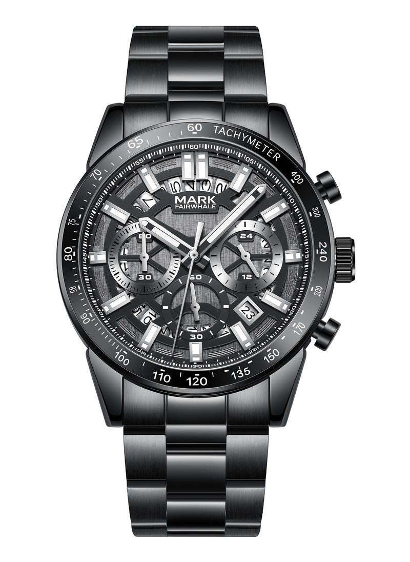 Mark Fairwhale Men's Watches Quartz Luxury Waterproof Metal Strap Watches Sports Watches Men's Waterproof Watches Men's Automatic Watch Chronographs  - Image 1