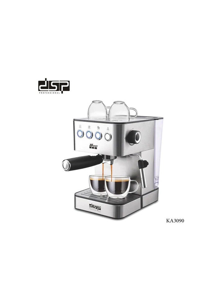 DSP DSP Espresso Machine, Barista Filter Holder Machine with 850 W, 20 Bar Pressure, Coffee Machine with Milk Frother, Double Spout, Removable Drip Grid, 1.6 L Water Tank, Warming Plate (Touch) - Image 1